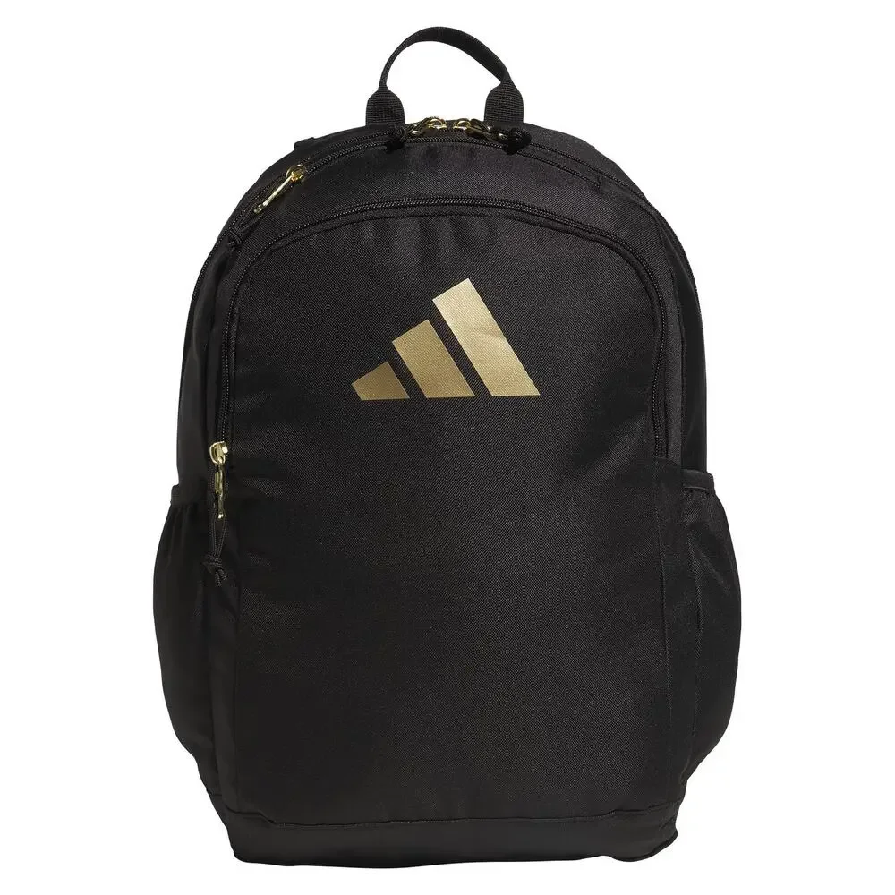 Adidas Classic Backpack Black Gold Logo Laptop School Travel Gym Bookbag NWT